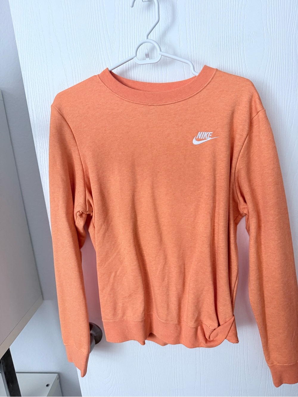 Nike Women's Crewneck Sweater in Peach Orange with White Logo - Picture 1 of 1